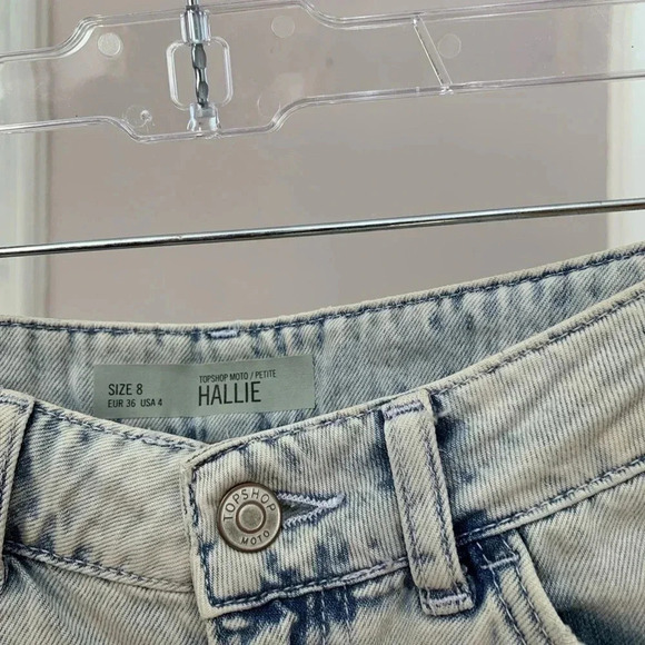 Hi Rise Topshop Distressed Denim Hallie Shorts - Picture 4 of 6